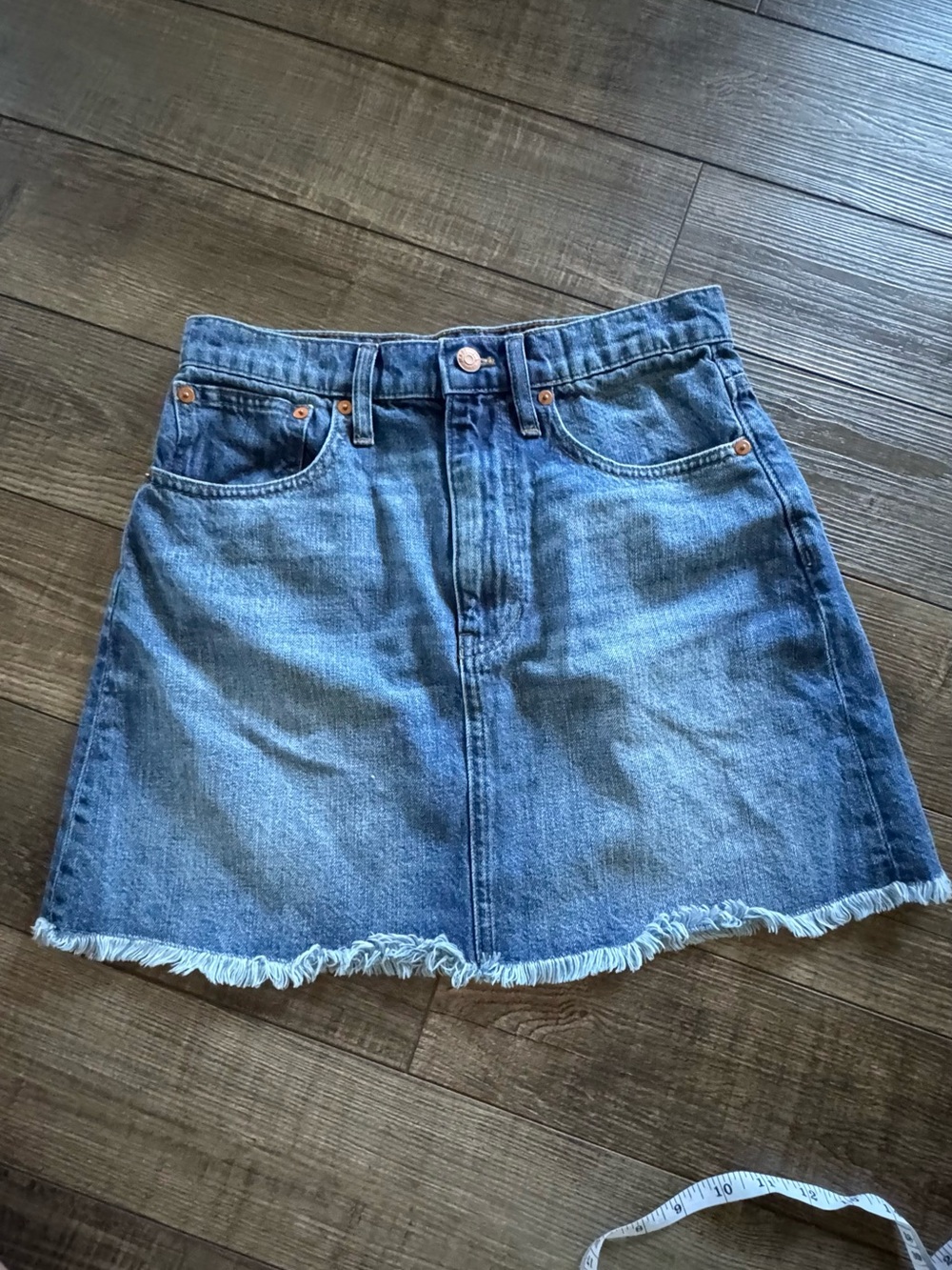Madewell Denim A-Line Skirt with Frayed Hem